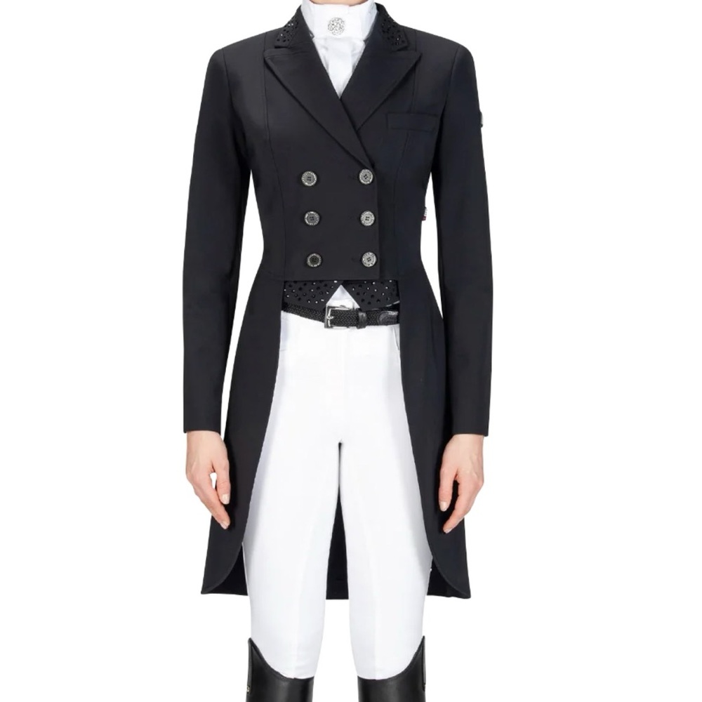 Equiline Marilyn Dressage Tailcoat in Black with Black detailing